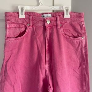 Zara pink wide leg jeans